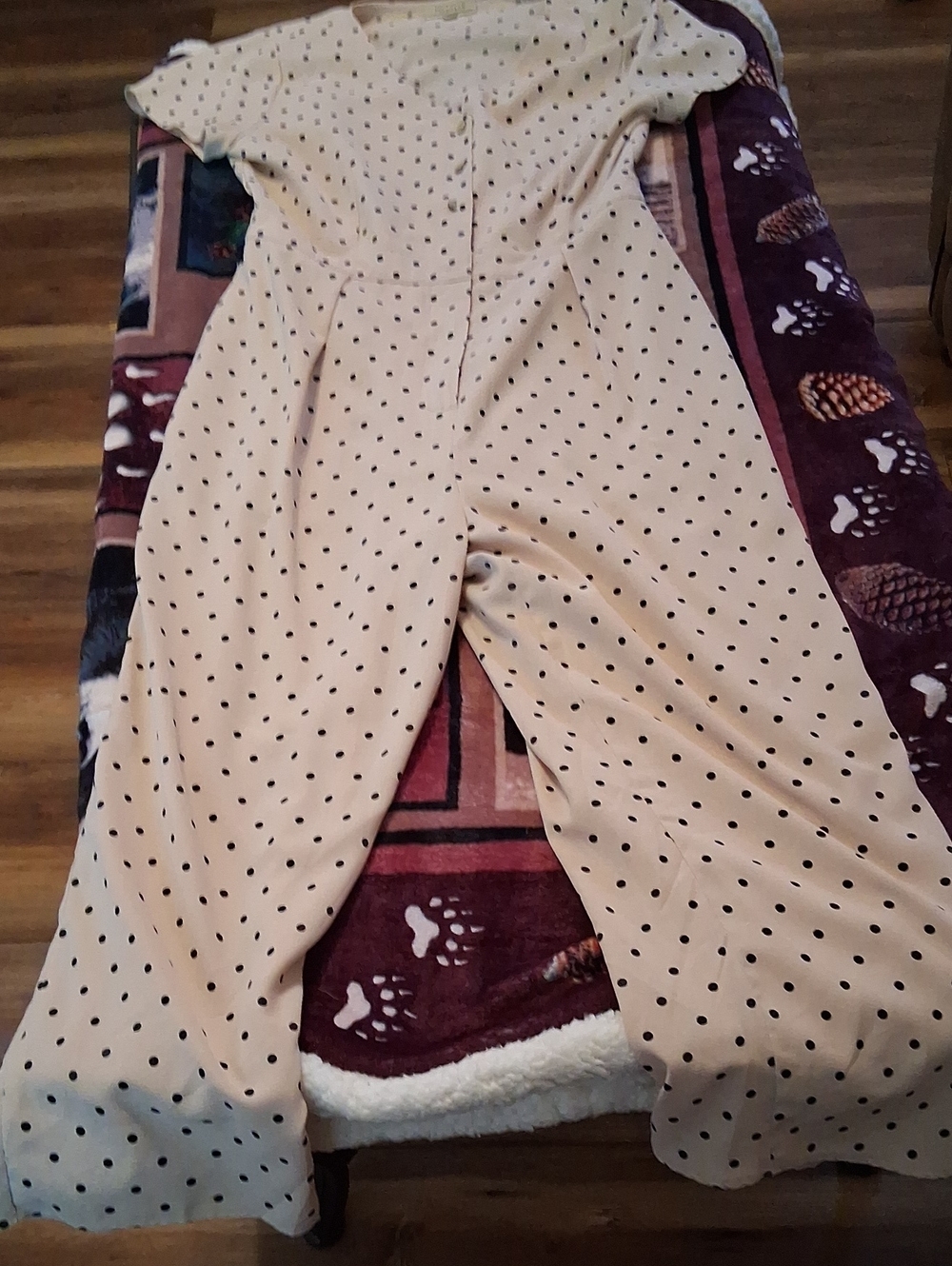 Polagram Cream Polka Dot Wide-Leg Jumpsuit